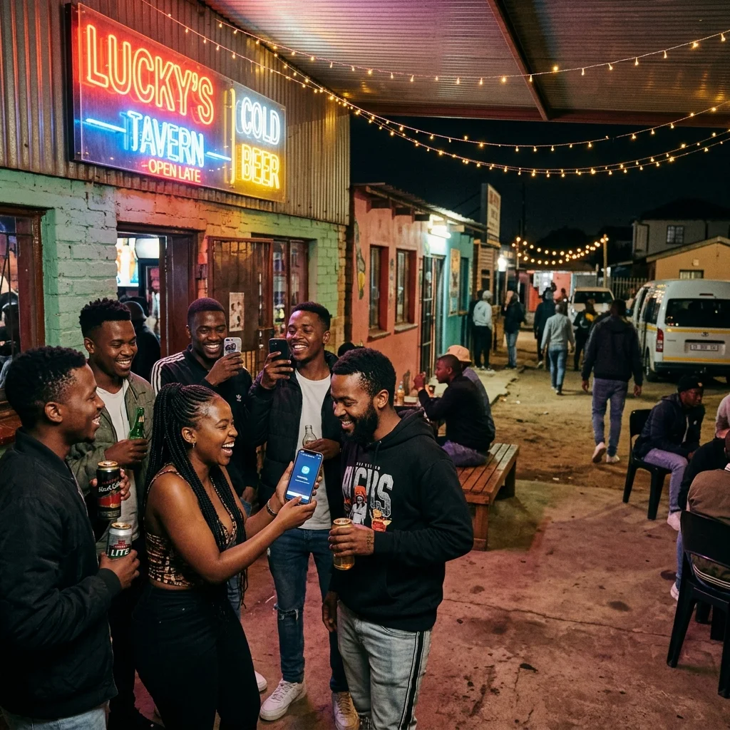 Group of friends at a township tavern